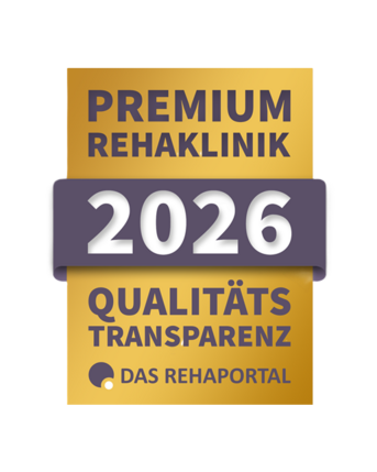 Premium Rehaklinik 2026 Auszeichnung für Qualitätstransparenz von Das Rehaportal.